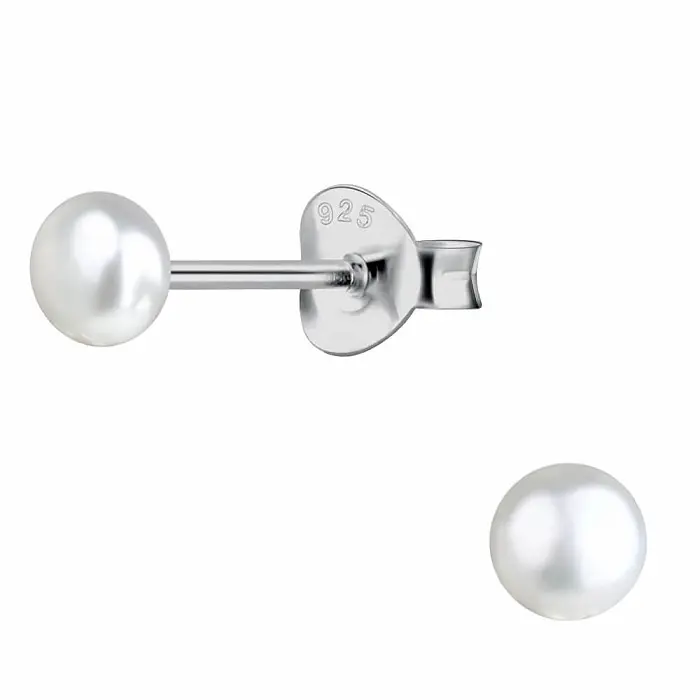 06469 Stříbrné náušnice SLADKOVODNÍ PERLA WHITE - 4 mm, 0,50 g