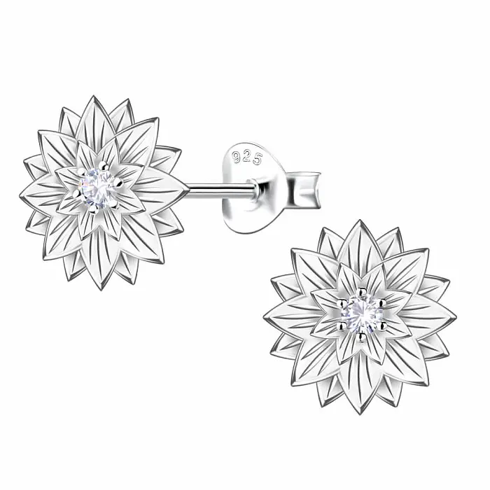 4366 Stříbrné náušnice pecky se zirkony DAHLIA - 10 mm, 1,65 g