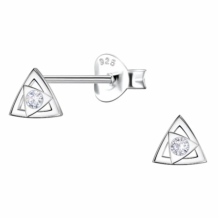 34407 Stříbrné náušnice pecky se zirkony TRIANGLE - 5 mm, 0,56 g