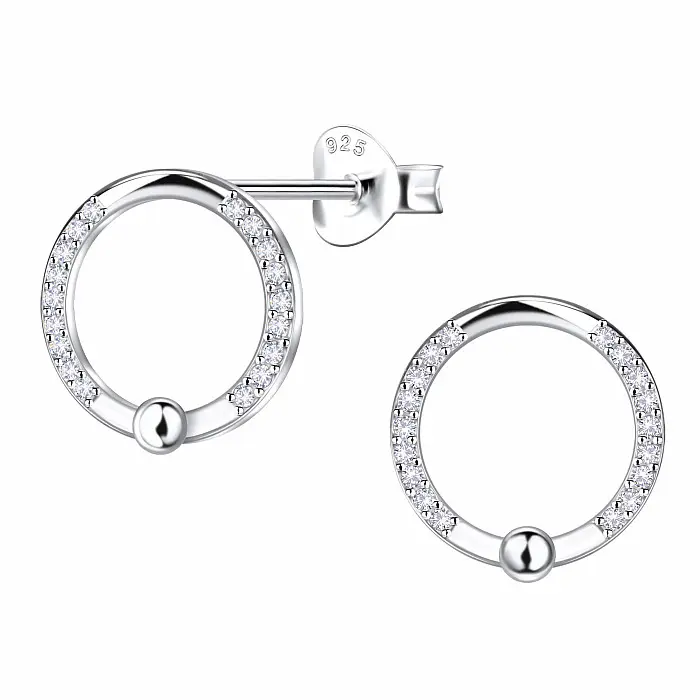 34645 Stříbrné náušnice pecky se zirkony CIRCLE - 11 mm, 1 g