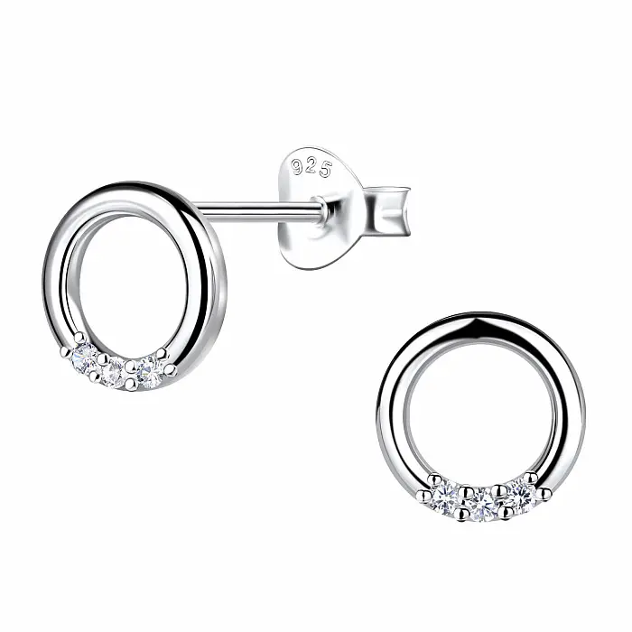 36898 Stříbrné náušnice pecky se zirkony SMALL CIRCLE - 7 mm, 0,78 g