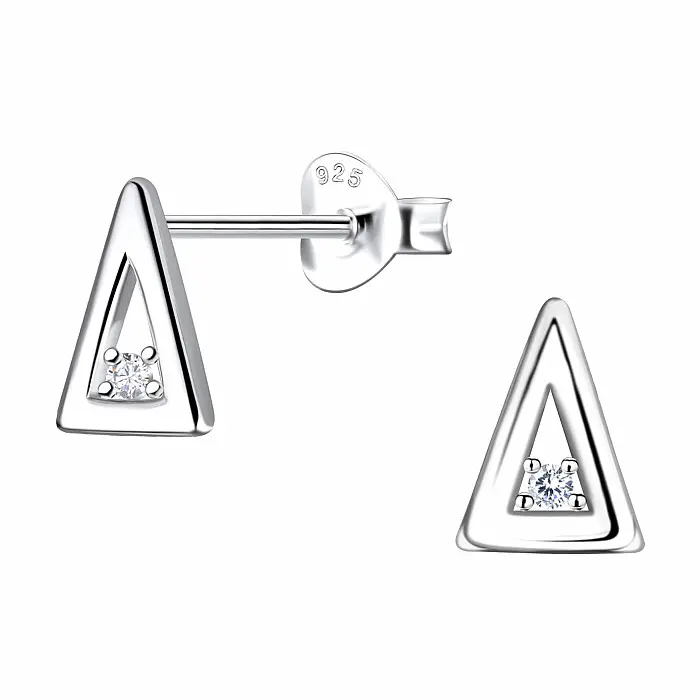36911 Stříbrné náušnice pecky se zirkony TRIANGLE II - 8 mm, 0,79 g