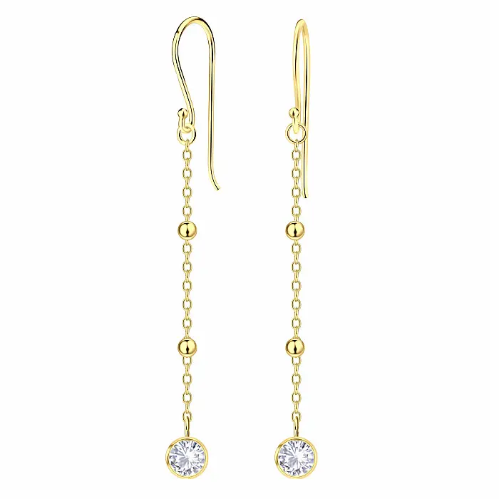 38367 Stříbrné visací náušnice SATELLITE GOLD - 5,7 cm, 0,93 g