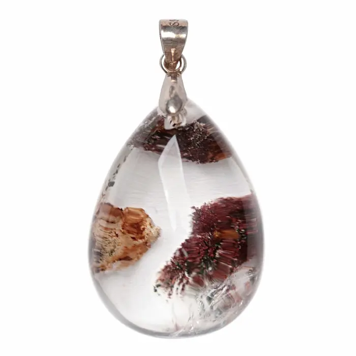 Lodolit - křišťál s inkluzemi přívěsek stříbro Ag 925 č. 12 - 2,8 cm, 12,2 g