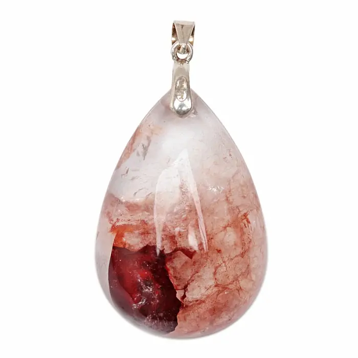 Hematoid (hematit v křišťálu) přívěsek stříbro Ag 925 č. 13 - 3 cm, 7,6 g