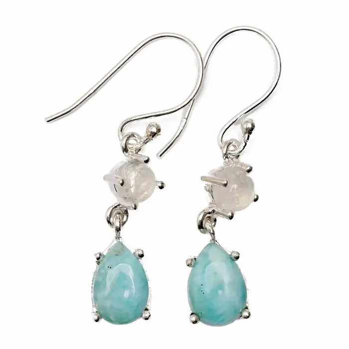 Larimar náušnice stříbro Ag 925 E15 - 2 cm, 3,4 g