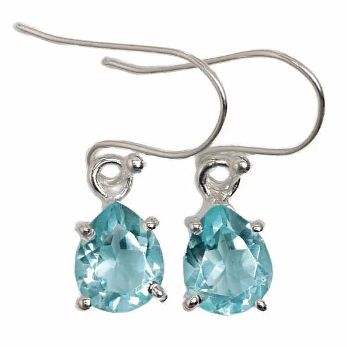 Topaz modrý broušený náušnice stříbro Ag 925 E15 - 0,9 cm, 2,4 g