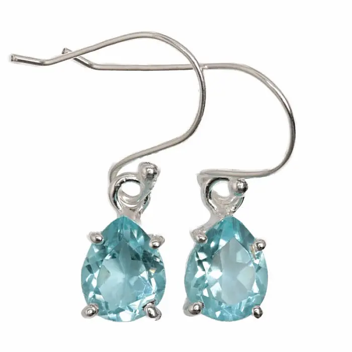 Topaz modrý broušený náušnice stříbro Ag 925 E18 - 0,9 cm, 2,5 g