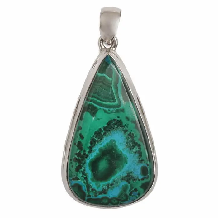 Malachit v azuritu přívěsek stříbro Ag 925 P1853 - 4,1 cm, 14,3 g