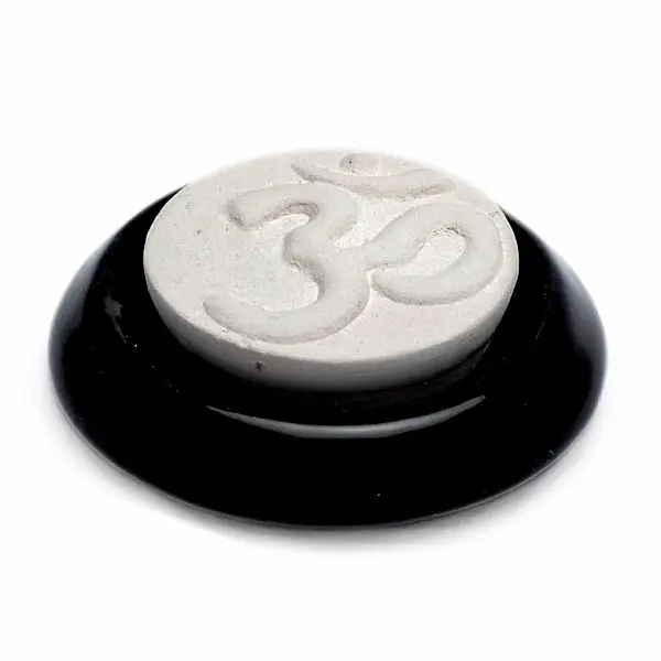 Keramický aroma difuzér Symbol Óm černý - cca 7,5 cm