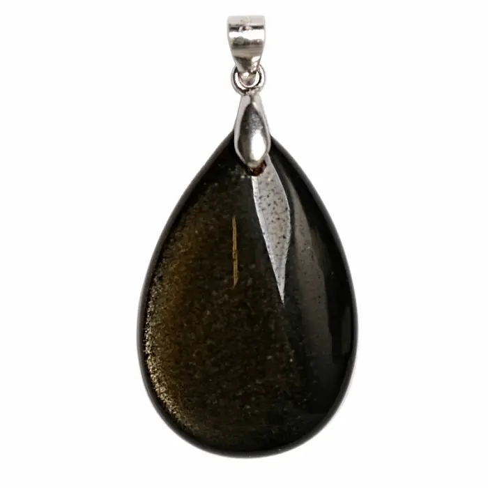Obsidián zlatý přívěsek stříbro Ag 925 č. 2 - 2,9 cm, 6 g
