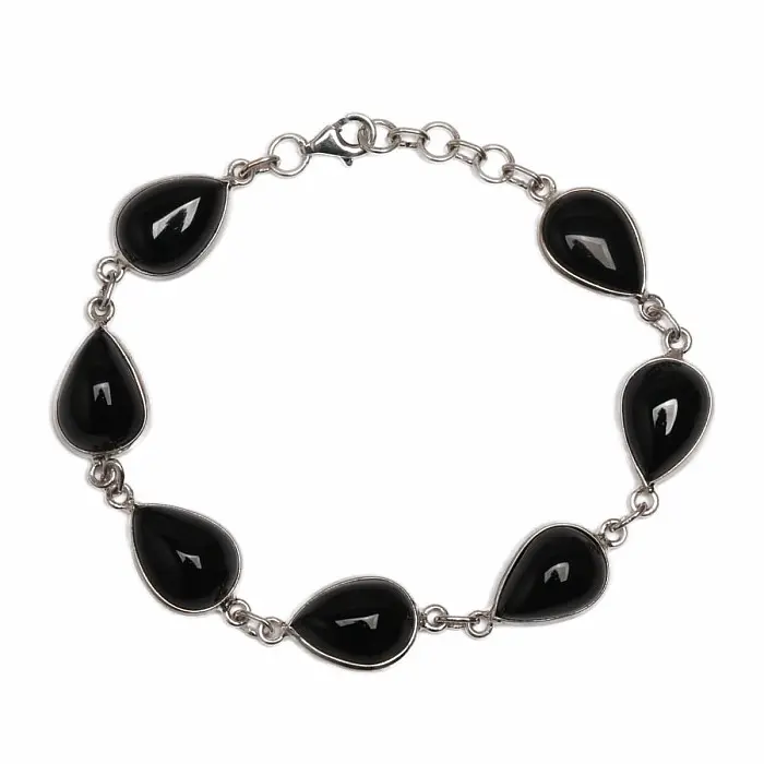 Onyx náramek stříbro Ag 925 B2 - 18 - 19,5 cm, 11,4 g