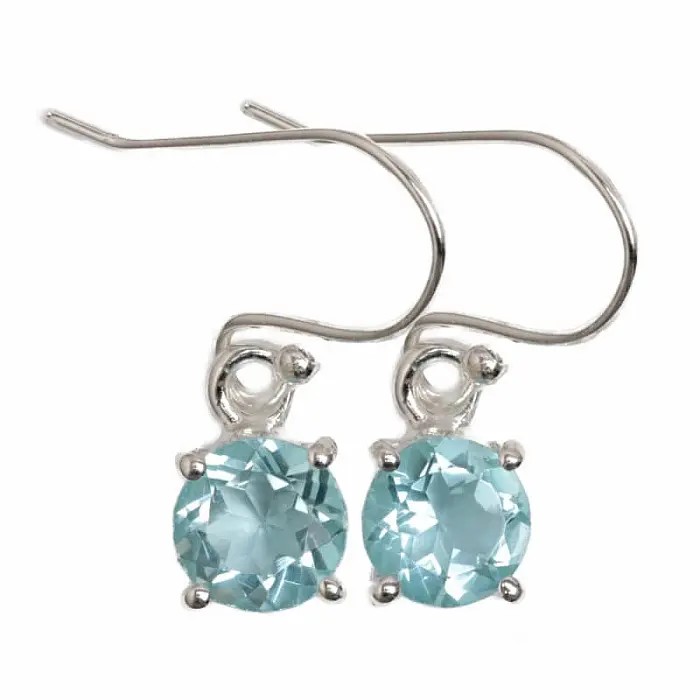 Topaz modrý broušený náušnice stříbro Ag 925 E2 - 0,7 cm, 2,1 g