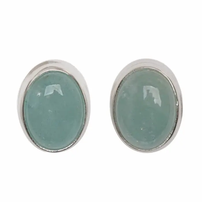 Akvamarín náušnice pecky stříbro Ag 925 E201 - 0,9 cm, 2,6 g