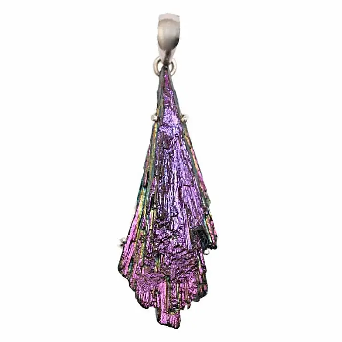 Kyanit duhový titanium aura přívěsek stříbro Ag 925 P224 - 5,6 cm, 15,9 g