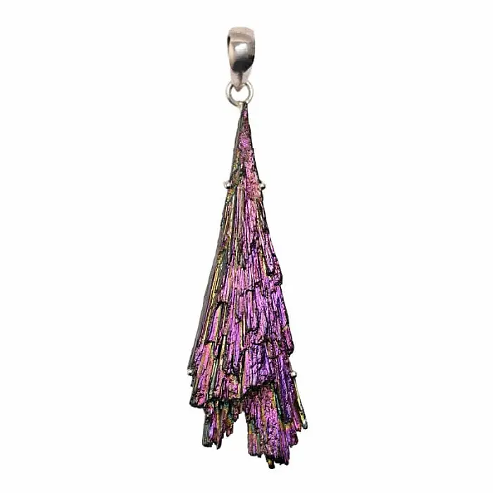 Kyanit duhový titanium aura přívěsek stříbro Ag 925 P247 - 6,6 cm, 16,3 g