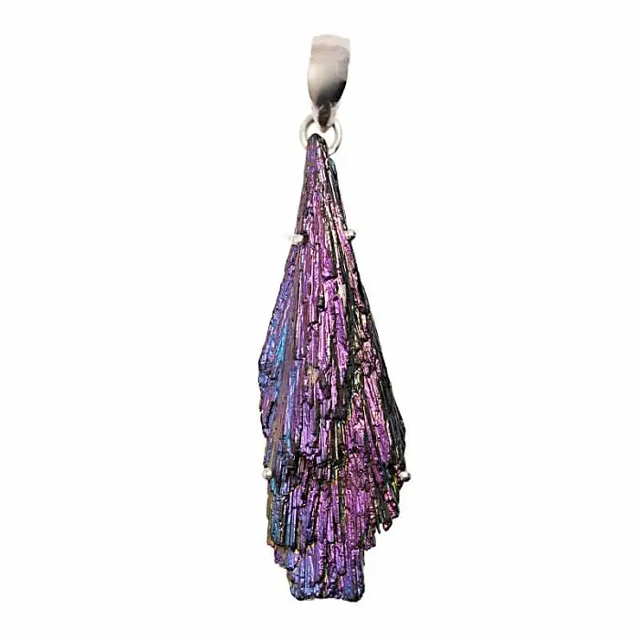 Kyanit duhový titanium aura přívěsek stříbro Ag 925 P256 - 5,5 cm, 14,1 g