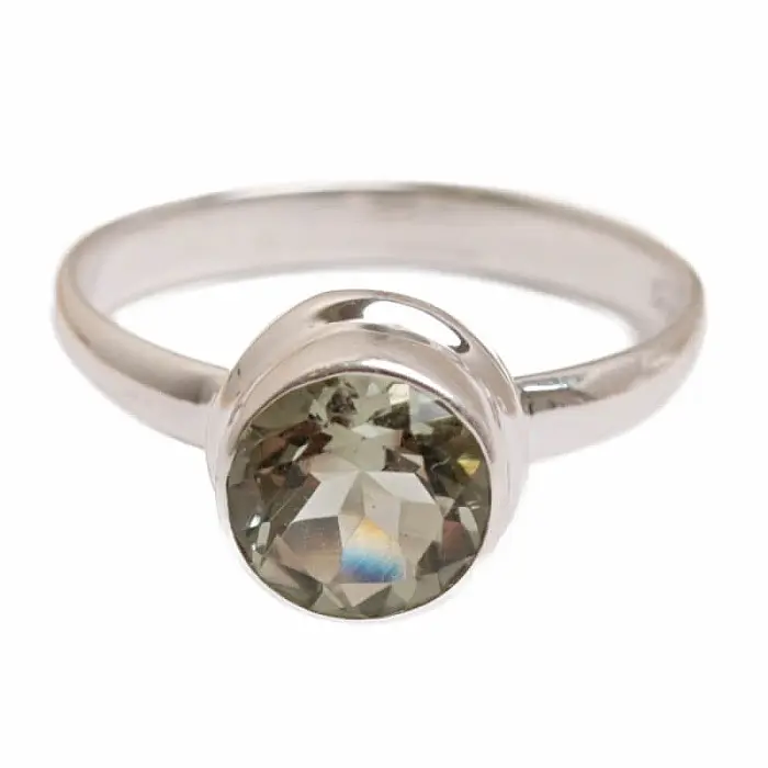 Ametyst zelený - prasiolit prsten stříbro Ag 925 R2603 - 58 mm (US 8,5), 3,2 g