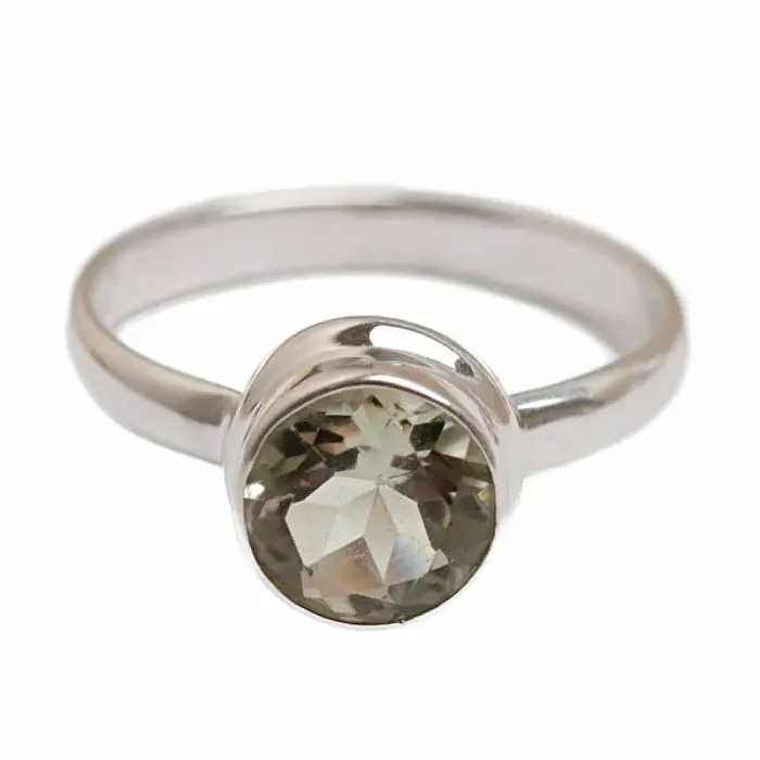 Ametyst zelený - prasiolit prsten stříbro Ag 925 R2608 - 57 mm (US 8), 3,2 g