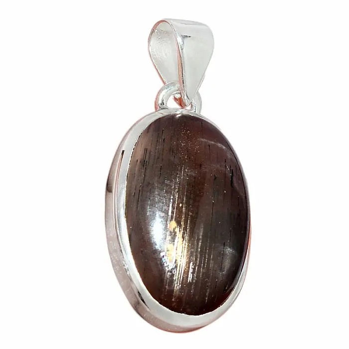 Sluneční kámen černý přívěsek stříbro Ag 925 P271 - 2,1 cm, 6 g