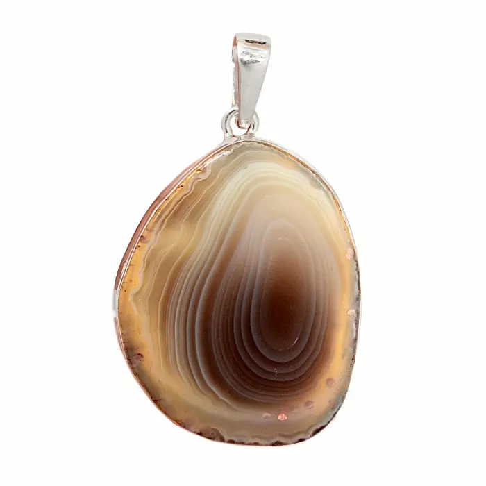 Achát Botswana plátek přívěsek stříbro Ag 925 P286 - 4 cm, 14 g