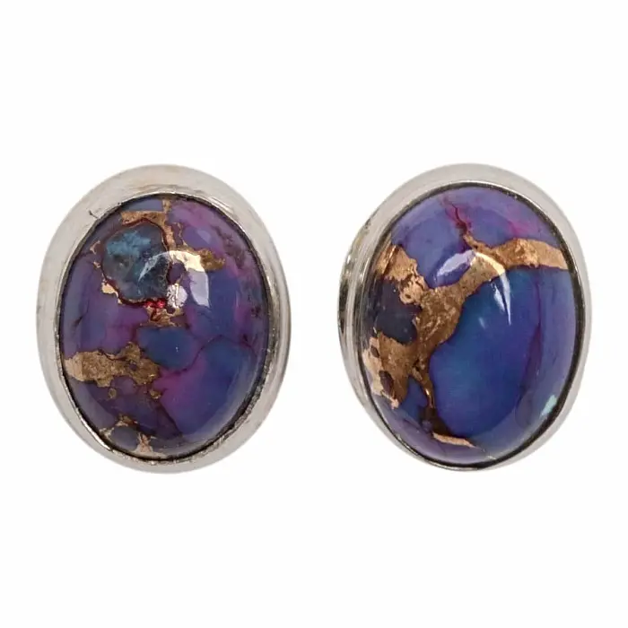 Tyrkys purpurový náušnice pecky stříbro Ag 925 E304 - 1 cm, 2,4 g