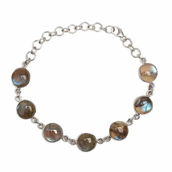 Labradorit náramek stříbro Ag 925 B547 - 15,5 - 20,5 cm, 9,2 g