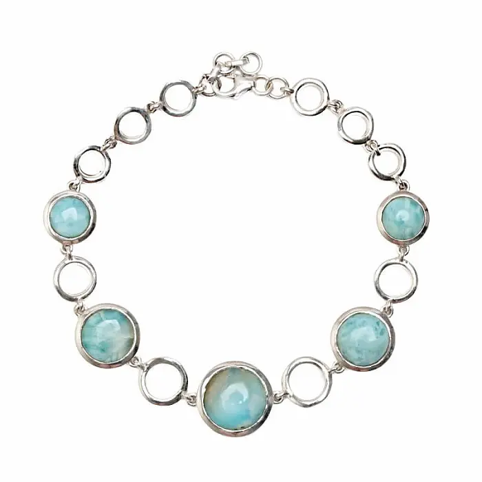 Larimar náramek stříbro Ag 925 B549 - 16,5 - 20 cm, 14,6 g