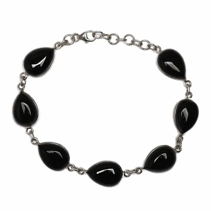 Onyx náramek stříbro Ag 925 B7 - 18 - 20 cm, 11,8 g
