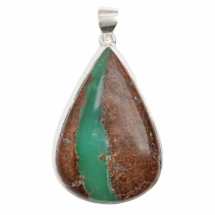 Chryzopras boulder přívěsek stříbro Ag 925 P717 - 4,2 cm, 15 g