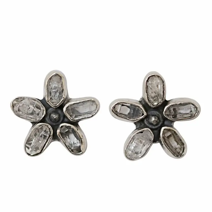 Herkimer diamant náušnice pecky stříbro Ag 925 E719 - 1,5 cm, 4,2 g