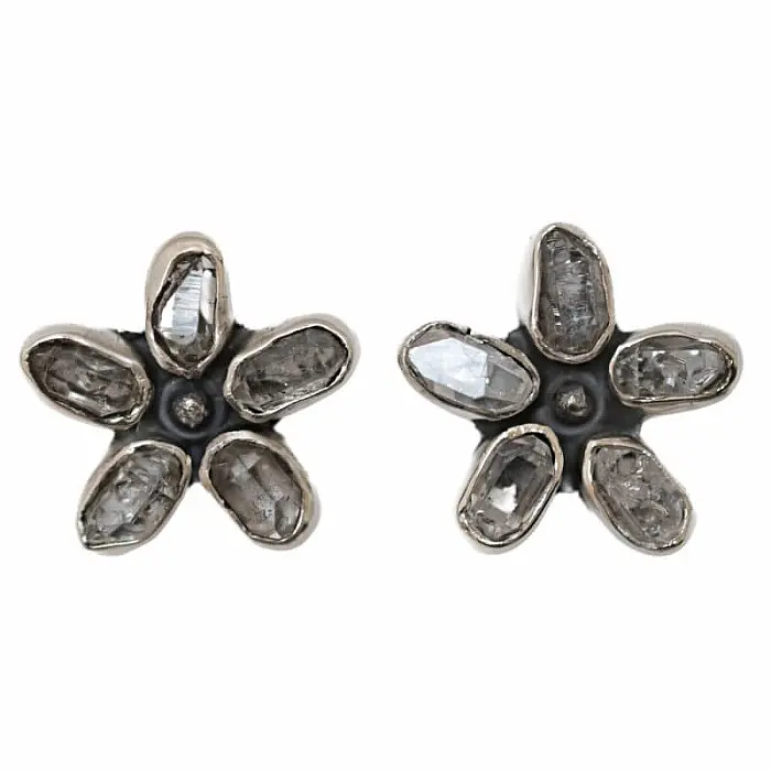 Herkimer diamant náušnice pecky stříbro Ag 925 E720 - 1,5 cm, 4,2 g