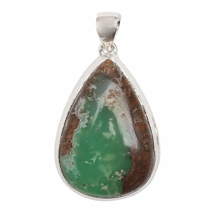 Chryzopras boulder přívěsek stříbro Ag 925 P735 - 3,5 cm, 11,8 g