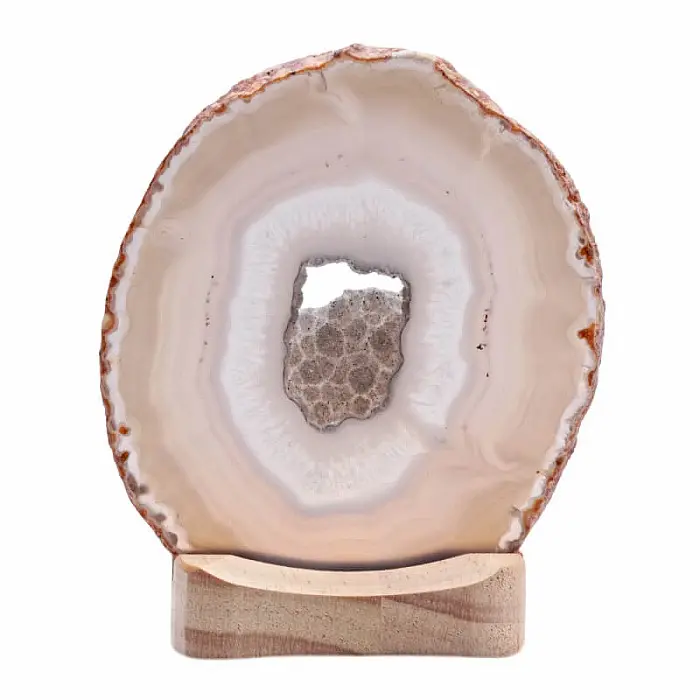 Achát natur svícen plátek - cca 8 - 10 cm