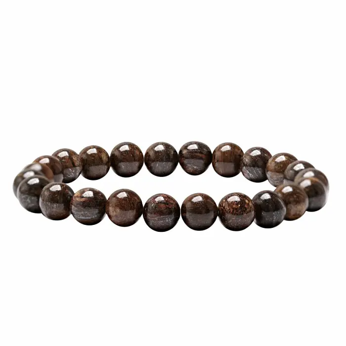 Bronzit náramek z korálků AA kvalita 8 mm - obvod 18 až 21 cm