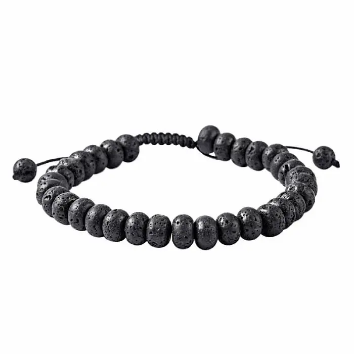 Lávový kámen rondelky náramek stahovací - obvod cca 16 až 25 cm