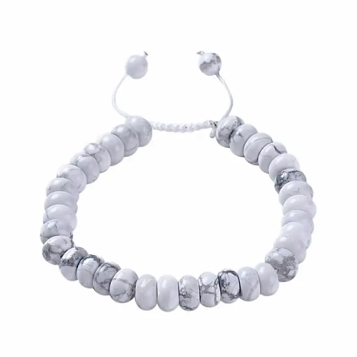 Howlit bílý rondelky stahovací náramek - obvod cca 16 až 25 cm