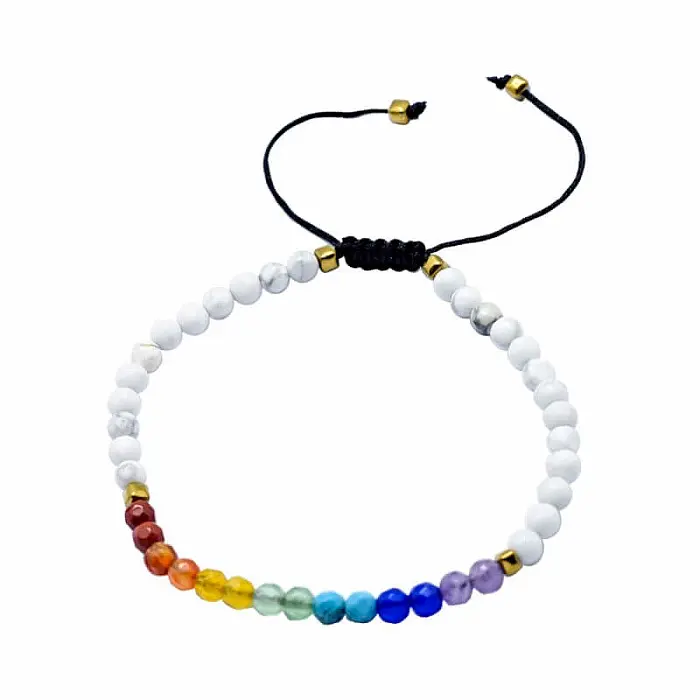 Howlit bílý čakrový náramek staovací - obvod cca 16 až 25 cm