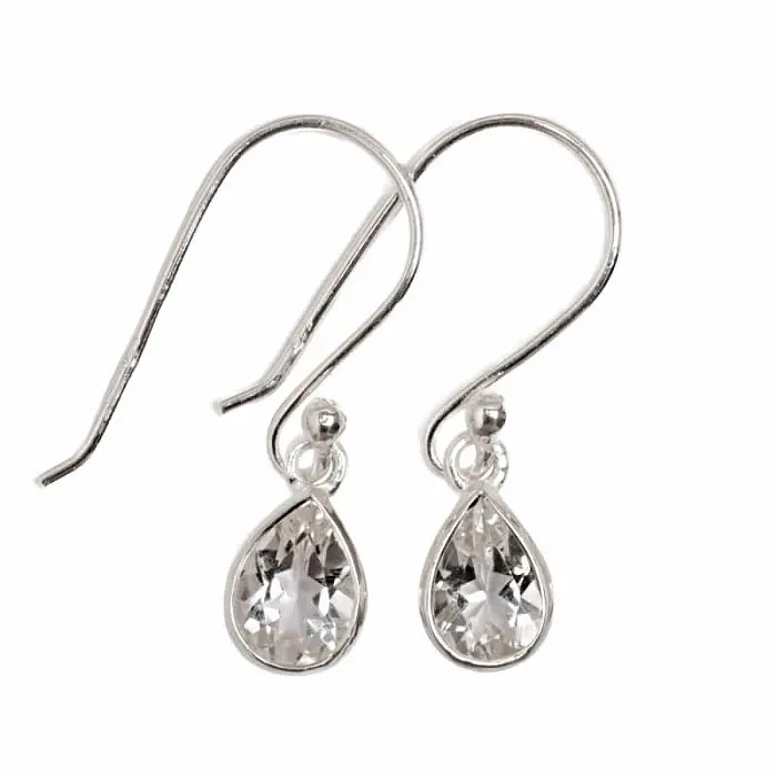 Stříbrné visací náušnice s petalitem KAPKY - 2,2 cm, 1,2 g