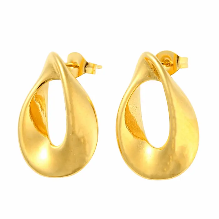 Náušnice z nerezové oceli Twist Teardrops - cca 1,4 x 2,1 cm