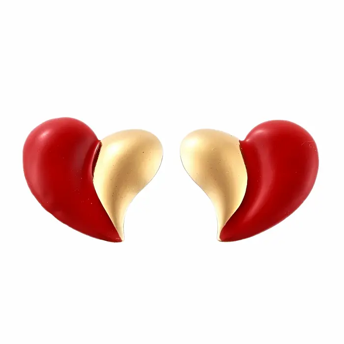 Náušnice z nerezové oceli Red Hearts - 2,3 x 2 cm