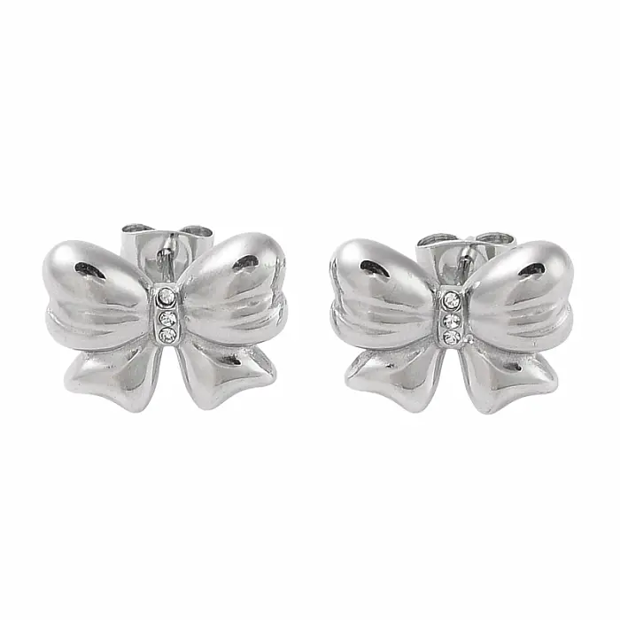 Náušnice z nerezové oceli Mašle Silver 1,2 cm - cca 1,1 x 1,5 cm