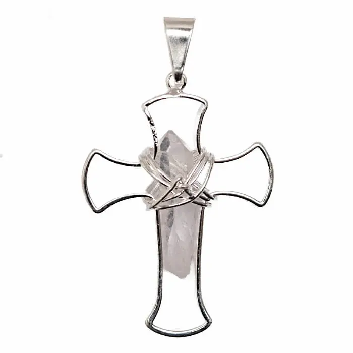 Křišťál postříbřený přívěsek Cross - cca 2,2 x 3,2 cm