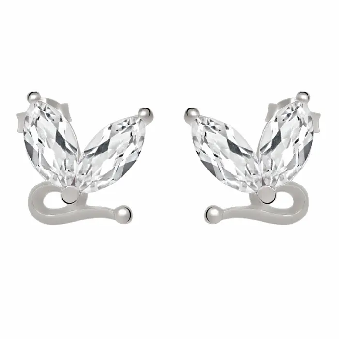 Stříbrné náušnice pecky s křišťálem - 1,4 cm, 3,2 g