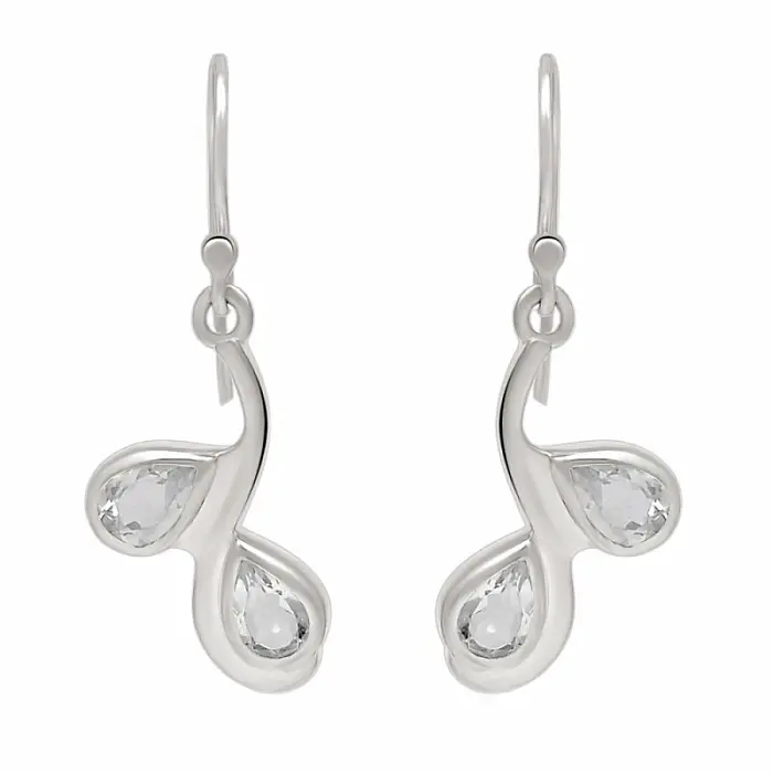 Stříbrné visací náušnice s křišťálem - 3,3 cm, 3,3 g