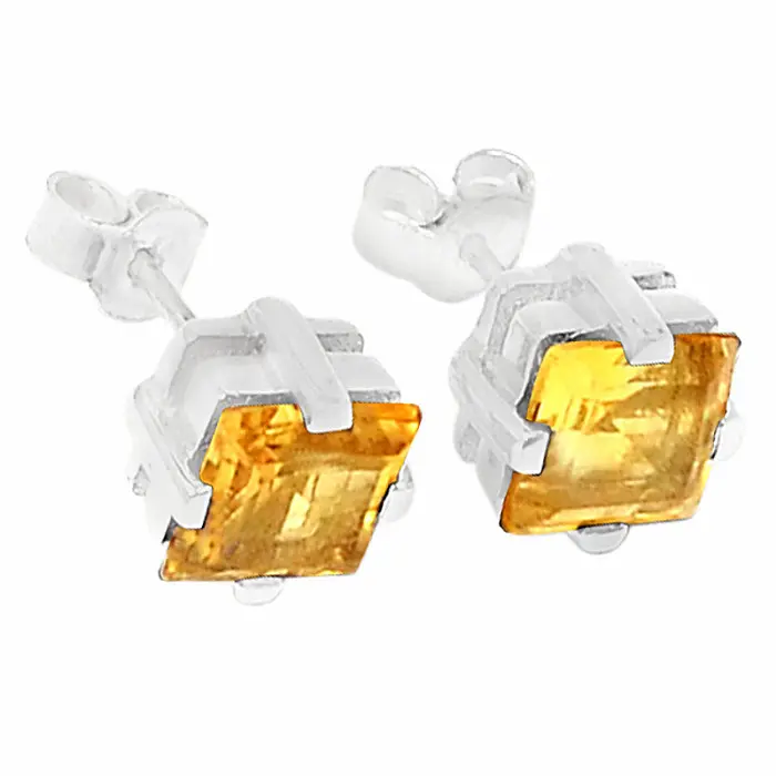 Stříbrné náušnice pecky s citrínem - 0,8 cm, 2,3 g