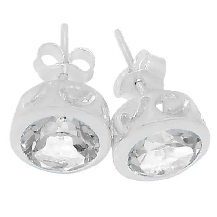 Stříbrné náušnice pecky s křišťálem - 0,8 cm, 2,1 g