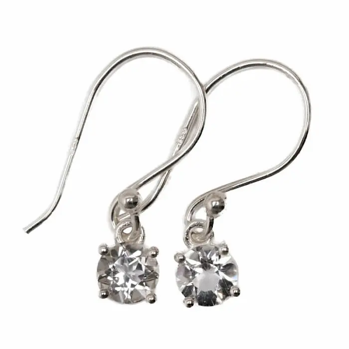 Stříbrné visací náušnice s petalitem 4 mm - 1,8 cm, 1 g