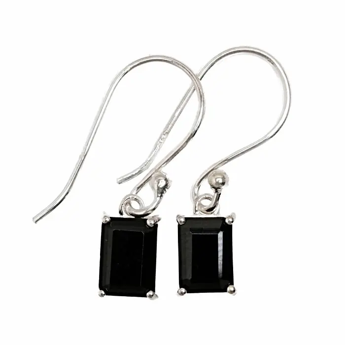 Stříbrné náušnice s černým spinelem Ag 925 ESBC408 - 2,3 cm, 1,4 g
