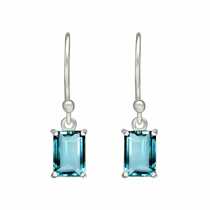 Stříbrné visací náušnice s akvamarínem - 2,2 cm, 1,1 g